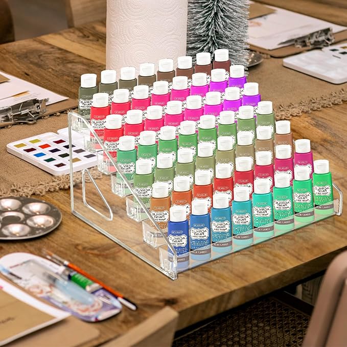 Vowcarol Clear Paint Organizer, Miniature Paint Holder 7 Layers Paint Storage Rack, Craft Paint Organizer Rack