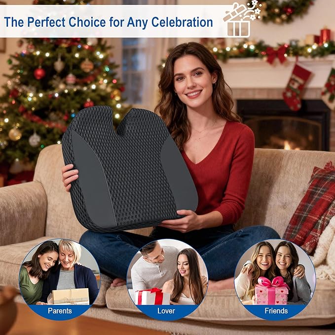 Lofty Aim Car Seat Cushion: Ergonomic Memory Foam Cushion for Driving and Long Drives, for Sciatica and Back Pain, Seat Pillow for Car, Truck, Office Chair, Home, Wheelchair- Black