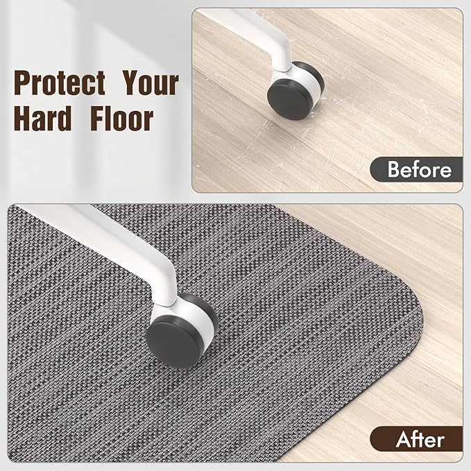Blvornl Office Chair Mat for Hardwood Floor, 50"x 63" Desk Chair Mat for Hard Wood, Large Anti-Slip Hard Floor Protector Rolling Chair Mat, PVC Mat Desk Rug for Office Home, Dark Grey