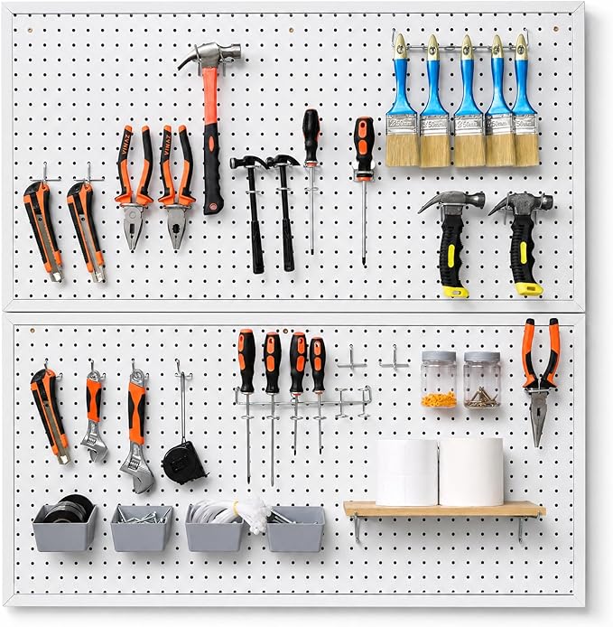Pegboard Accessories Organizer Kit, 90PCS Hooks Assortment with Bins and Jars, Heavy Duty Tool Hangers for Garage Storage, Workshop Wall Organization