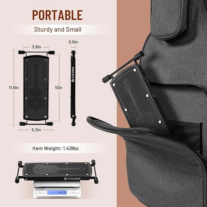 CAHAYA Guitar Foot Rest Stool - 6 Position Height Adjustable Footstool with Non-Slip Rubber Pad for Classical Acoustic Electric Bass Guitar Player Black