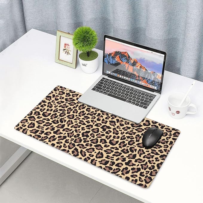Leopard Print Animal Cheetah Large Mouse Pad & Desk Mat Extended Mousepad Non-Slip Rubber Base Laptop Computer Keyboard Pad for Gaming, Office & Home Decor, XXL - 29.5" X 15.8"