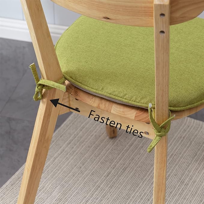 U Shaped Chair Cushion Cover with Ties for Dining Pad Set of 1 Linen Thick Non Slip Seat Kitchen Living Room Office Decor Machine Washable 17inchx 16inch (Blue, 1), 17x16x1.2inch
