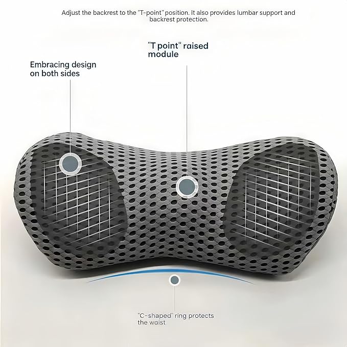 Memory Foam Lumbar Support Pillow with Detachable Adjustable Straps, Lower Back Cushion for Pain Relief, Breathable Washable Cover, for Office Chair Car Seat Recliner Bed