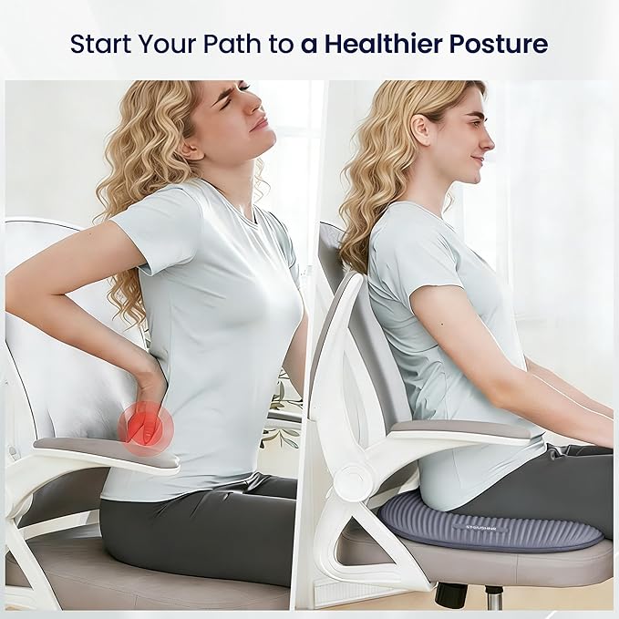 Gel Seat Cushion for Long Sitting,3-Second Cooling Pressure Relief Pillow for Car Seat & Office Chair,Back,Tailbone,Coccyx Comfort Support Seat Pad (Grey)