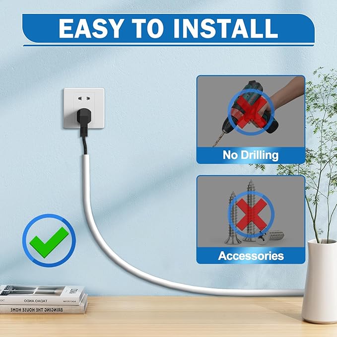 UOMTFAI Wall Cord Hider 390 Inch - Self-Adhesive Wire Cover Raceway for Walls, Flexible PVC Cable Concealer for Home and Office, W0.59 H0.39in - White
