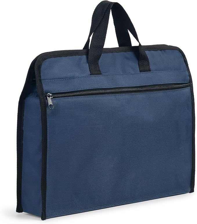 M&G 12x15 in Large Zipper Pouch with Handle, A4 Foldable Heavy-Duty Waterproof Oxford Zipper Document Bag, File Organizer for Office Travel Books Papers Filing Folder, Double Layer 1 Pack (Dark Blue