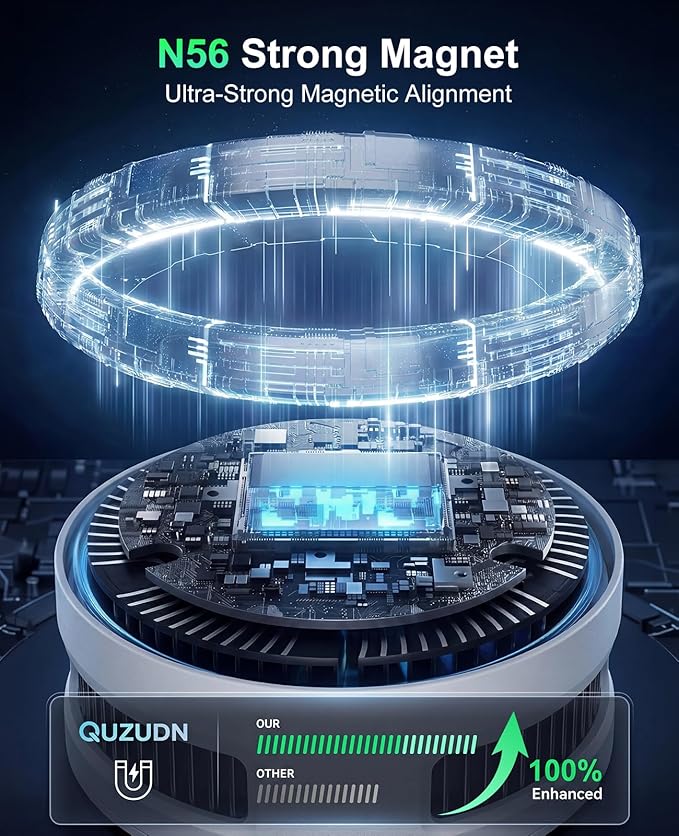 2026 New 25W Qi2.2 4-in-1 Charging Station with TEC Active Cooling and Night Light,Magnetic Fast Wireless Charger Stand for MagSafe Charger,iPhone17/16/15/14/13/12,Apple Watch,AirPods|Adapter Included