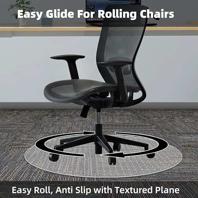 Office Chair Mat for Carpets, 2 Pack 36" × 36" Round Computer Chair Mat with Studs for Rolling Chair, Desk Floor Mat for Home and Office Carpet, Protects Floor Mats for Low Pile Carpeted Floors