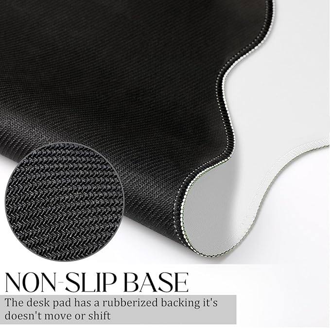 Hahafelt Scalloped Desk Mat Large Desk Pad Cute Coquette Table Mat Aesthetic Preppy Table Make up Pad Nonslip 2026 Graduation Gift with Stitching Waterproof Gaming(White,23.6 x 13.8 Inches)