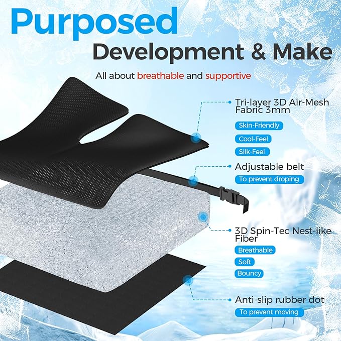 Breathable Chair Cushion,18x16 Office Chair Pad Wheelchair Wheel Chair Seat Cushion for Sciatica, Tailbone, Coccyx, Pressure Sore Relief. Ergonomic Thick, Medium Firm Anti-Slip