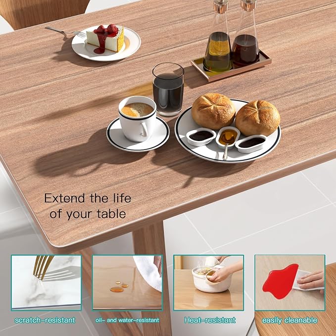 NATRKE Clear Desk Mat, 47.2"x23.6" PVC Transparent Pad, Protector Mat with Round Edge, Heat Resistant & Waterproof Clear Desk Writing Pad, Non-Slip Plastic Desk Pad for Desktop Home