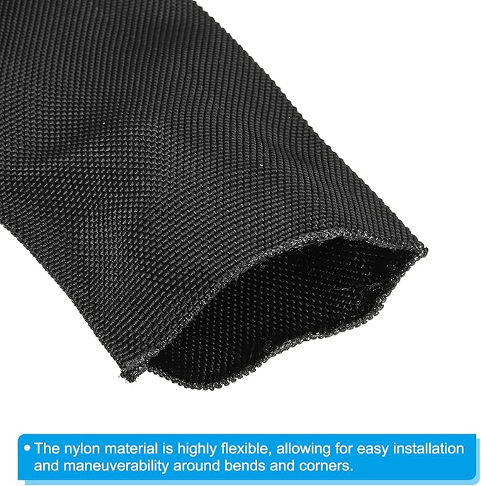 PATIKIL 2.4" Dia 6.5FT Nylon Protective Hose Sleeve, Cable Cover Sheath Protection for Welding Tig Torch Hydraulic Hose, Black