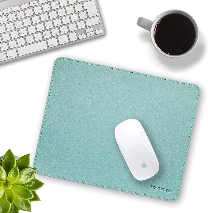 Leather Double Side Mouse Pad With Stitched Edge - Waterproof Ultra Thin for Computers, Laptop, Office & Home, 10.2 x 8.3 Inch, 1 Pack (Azury)
