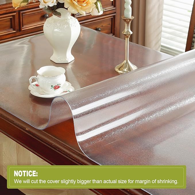 Frosted Clear Table Protector 38 x 60 Inch, 2mm Thick Plastic Table Cover, Waterproof PVC Clear Table Cover Protector, Desk Protector Mat, Writing Desk Pad for Desktop, Coffee & Dining Room Table