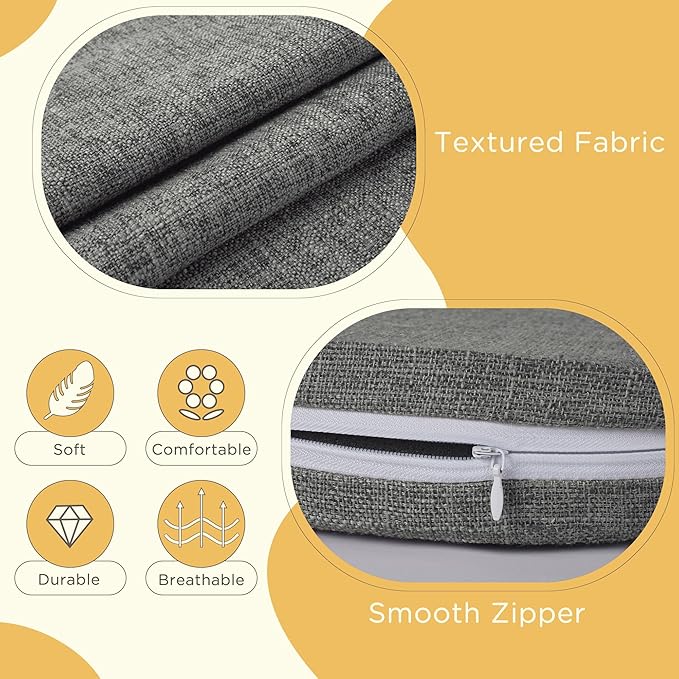 Windsor Chair Cushions for Dining Chairs 1 Pack Non Slip Kitchen Seat Cushion with Ties and Washable Covers Indoor Comfortable Seat Pad with Thick Foam 16.5" x 15.5" x 2" Dark Grey