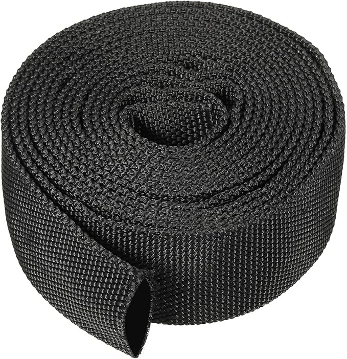 PATIKIL 0.9" Dia 10FT Nylon Protective Hose Sleeve, Cable Cover Sheath Protection for Welding Tig Torch Hydraulic Hose, Black