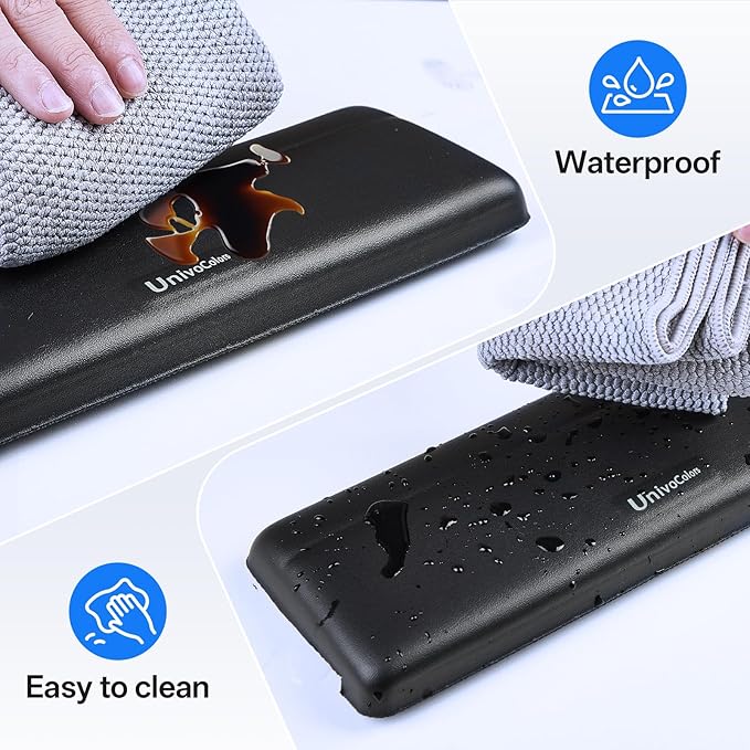 UnivoColors L-Shaped Desk Edge Cushion,PU Leather,Non-Slip,Separate Design,Memory Foam Desk Edge Support,Ergonomic Design for Long-Hour Work(11.8 * 3.9 inch 2-Piece Set of Black)