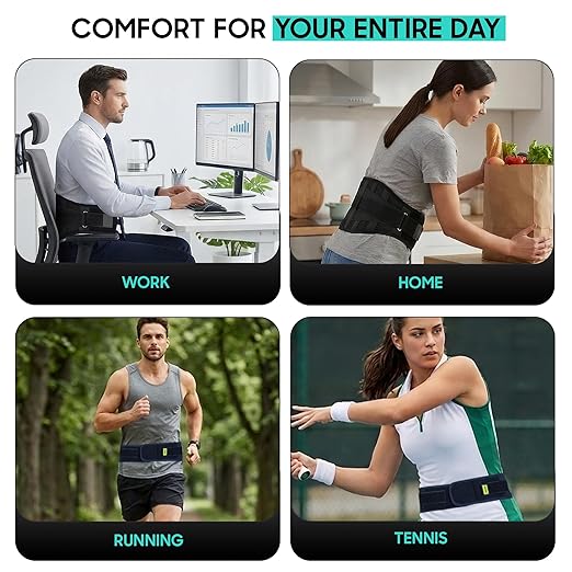 Lower Back Brace for Women and Men, Adjustable Back Brace with Back Support Belt and Back Support Brace, Slim Breathable Lumbar Support for Daily Stability, Back Braces M(Waist:32''-42'')