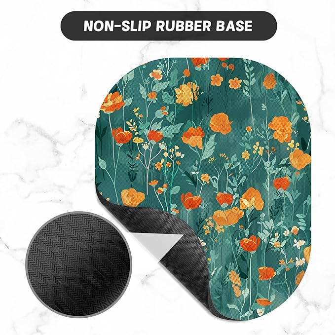 Small Mouse Pad, 6 x 7 Inch, Oval Mini Mouse Pad with Non-Slip Rubber Base for Laptop Wireless Mouse Keyboard Tray Mousepad, Flowers and Plants