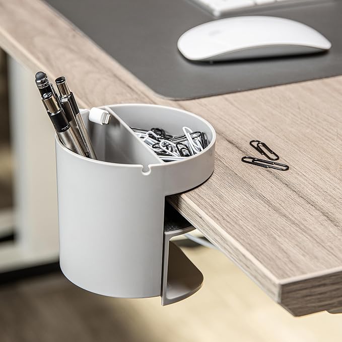 deflecto Standing Desk Small Desk Organizer, Two Sections, 3.85 x 3.85 x 3.54, Gray