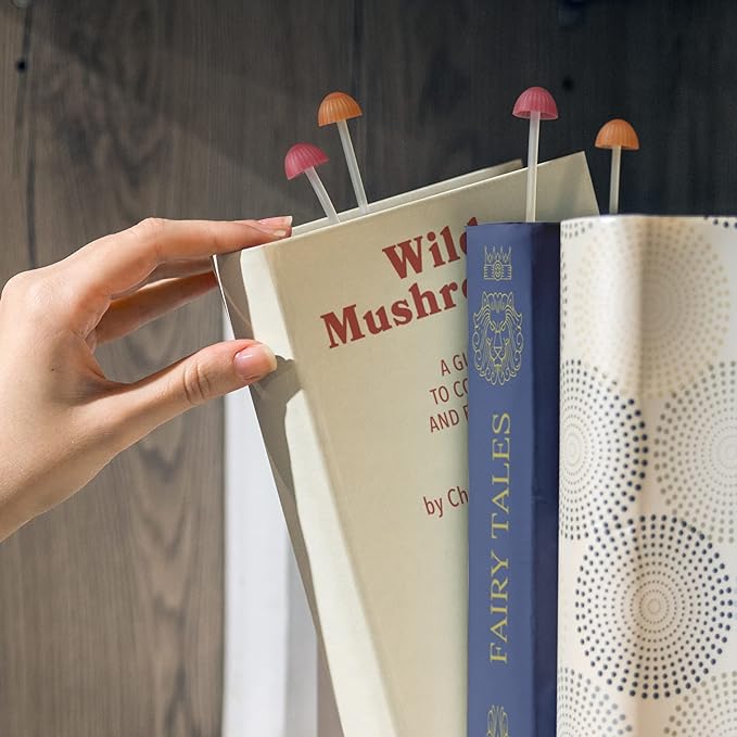 Genuine Fred Magic Sprout, Mini-Mushroom Bookmarks - Set of 4 - Two Sizes & Colors - Soft, Flexible Silicone - Fun Stocking Stuffer, Gift for Book Lovers, Teachers, Back to School - Cottagecore Decor