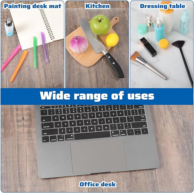 Clear Desk Mat 35.4"×15.7" Large Transparent Computer Desk Mat Non-Slip PVC Desks Protector Pad with Round Edge, Heat Resistant Waterproof Transparent Writing Pad for Home and Office
