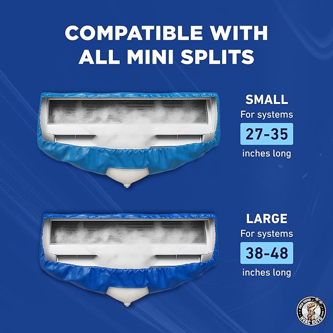 Leak Saver Mini Split Cleaning Bag | 360 Waterproof Design | Fits Systems 38in - 48in Long | Mini Split Cleaning Kit Includes Overspray Guards and Drain Hose