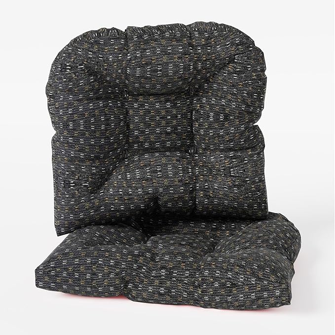 Klear Vu Gripper Overstuffed Universal Non-Slip Dining Chair Cushions for Kitchen Decor or Office Use, U-Shaped Skid-Proof Seat Pad, 15x15 Inches, 2 Count (Pack of 1), Ditzy Dot Gray
