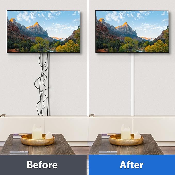ZhiYo Wall Cable Hider, Cord Hider to Hide 3-4 Cords, Self-Adhesive TV Wire Hider for Wall, Cable Management Kit, Wire Raceway White, 102in 6 x L17in, Paintable Cord Concealer, W1.2in x H0.6in