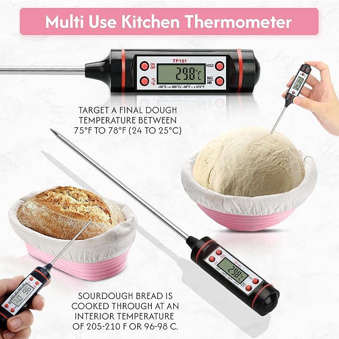 Sourdough Starter Kit, Sourdough Bread Baking Supplies Bread Making Tools and Kit, Sourdough Proofing Basket, Bread Proofing Basket,Gifts for Bakers For sourdough starter kit beginners