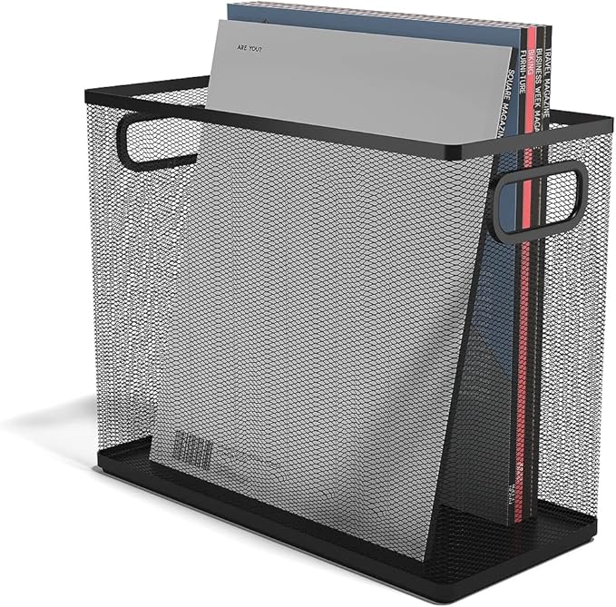 TRU RED Wire Mesh File Organizer, Large Single‑Compartment, Black – Desktop File Holder for Folders & Documents