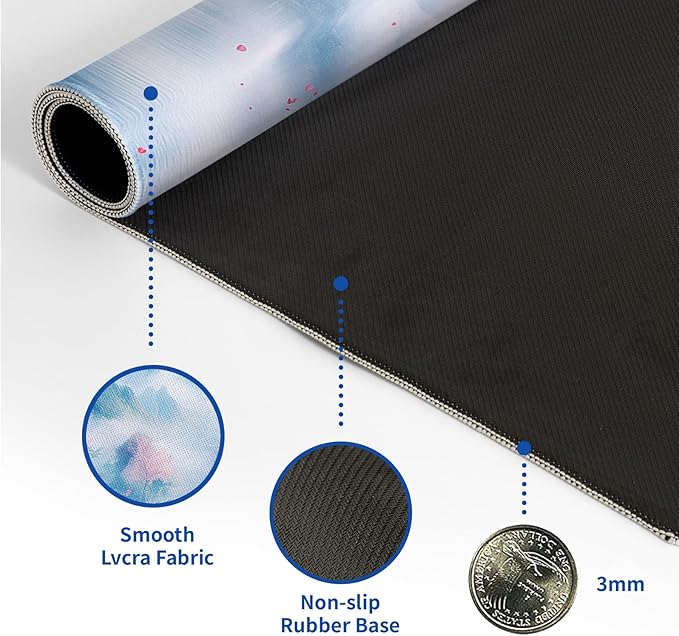 Cherry Blossom Watercolor Mouse Pad Abstract Big Mouse Pad 31.5x11.8 Inch Landscape Texture Non-Slip Rubber Base Large Mousepad Stitched Edges Keyboard Mouse Mat Desk Pad for Office and Home