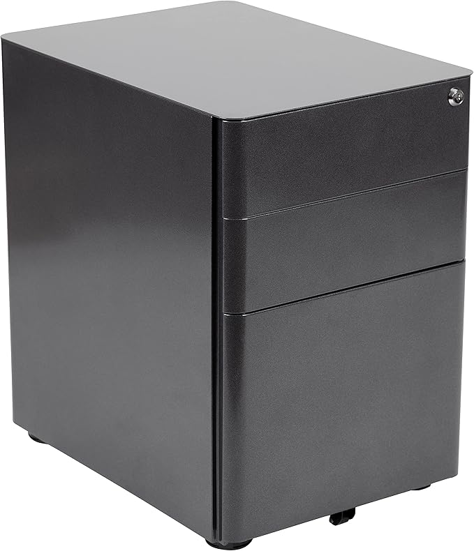Flash Furniture Calder Work From Home Kit - Black Computer Desk, Ergonomic Mesh Office Chair and Locking Mobile Filing Cabinet with Side Handles