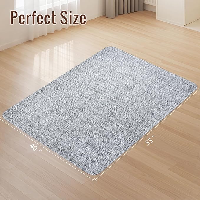 Wansimoo Office Chair Mat for Hardwood and Tile Floor, 40"x55" Floor Mat, Heavy Duty Computer Gaming Chair Mat, Anti-Slip, Non- Curve, Desk Chair Mat,Floor Protector for Home Office(Grey)