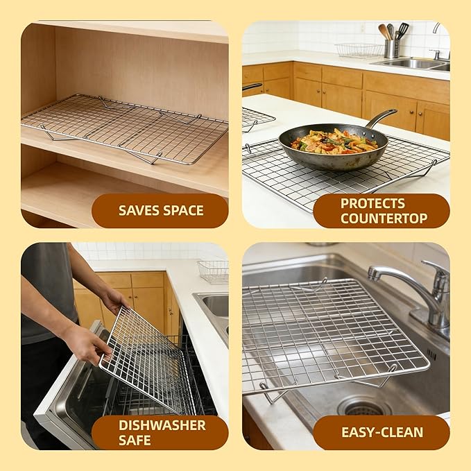 Cooling Rack, 5 Tier Stackable Cooling Racks for Cooking Baking Roasting, Multi-Level Collapsible Cookie Rack for Cakes, Oven Safe & Easy Clean (Silver, 5-Tier)