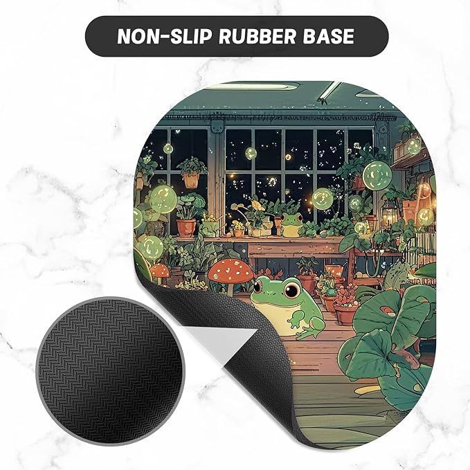 Small Mouse Pad, 6 x 7 Inch, Oval Mini Mouse Pad with Non-Slip Rubber Base for Laptop Wireless Mouse Keyboard Tray Mousepad, Frog