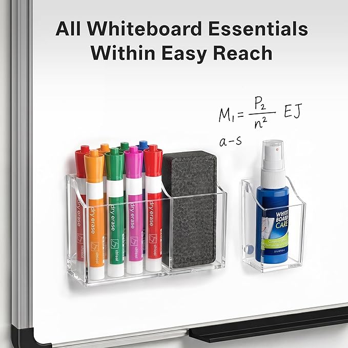 HBlife Magnetic Dry Erase Marker Holder Set for Whiteboard, Non-slip Magnet Acrylic Pen Pencil Holder for Refrigerator Fridge, Locker Organizer Accessories for School Classroom Office Home