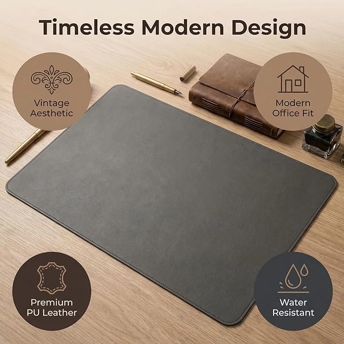 Dual-Sided Desk Pad for Office and Home - Desk Organization and Accessories - Ideal for Mouse Pad and Desk Mats on Top of Desks(Dark Gray,22.85'' x 35.07'')