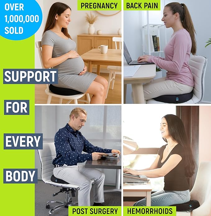 PT ENDORSED Donut Pillow Tailbone Pain Relief Cushion - Coccyx & Hemorrhoid Pillow for Sitting - Donut Seat Cushion for Pressure Relief, Prostate, Postpartum, Pressure Sores, Lifting Cushions