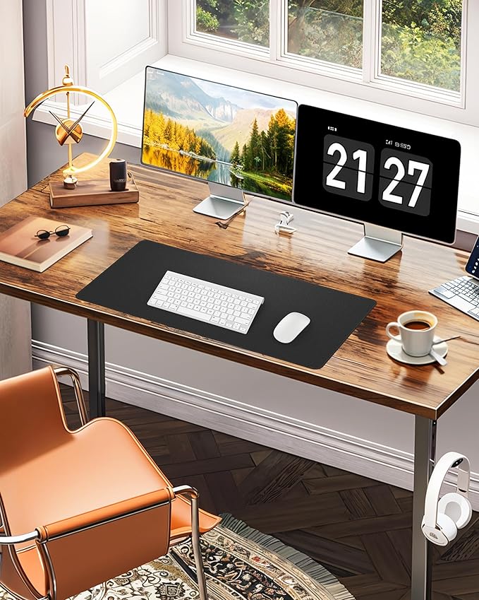 Leather Desk Pad Protector,Office Desk Mat,Large Mouse Pad, Non-Slip PU Leather Desk Blotter,Desk Cover mat,Waterproof Desk Writing Pad for Office and Home (Black,35.4" x 17")