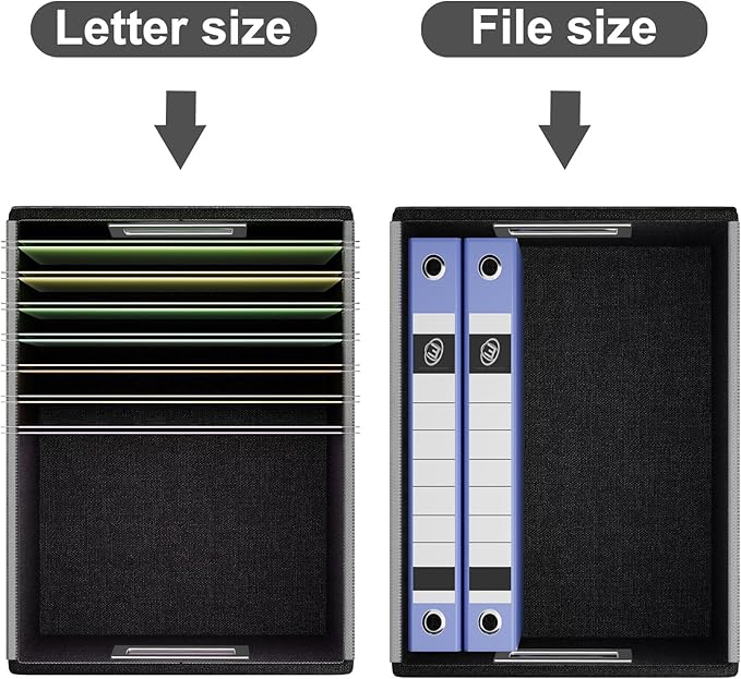 Portable Leather File Organizer Boxes with Lids, Collapsible File Folder Organizer Boxes, Decorative Small Filing File Cabinet for Home/Office, Easily Store Documents/Hanging File Folders