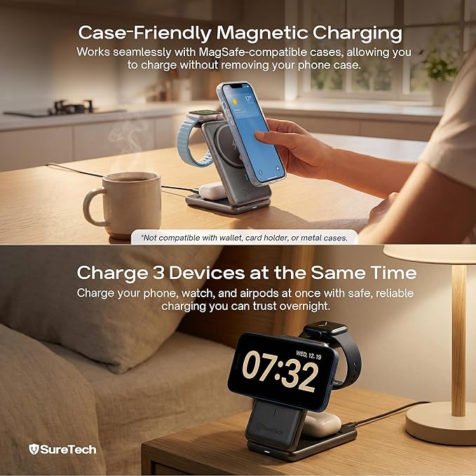 Qi2.2 Certified 3-in-1 Foldable Wireless Charging Station for Apple Devices with 65W Adapter, 25W Fast Charging Dock, Portable Magnetic Charger for iPhone 17-13, Apple Watch Series & AirPods