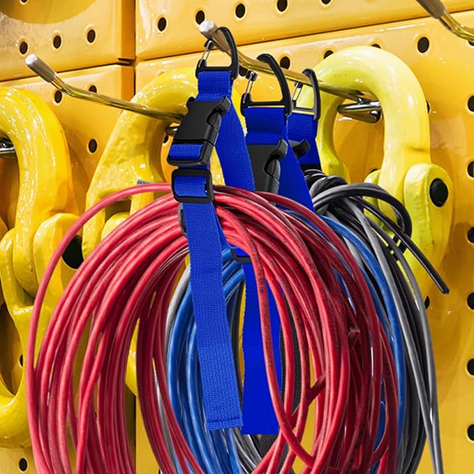 12 Pack 17 Inch Adjustable Extension Cord Holder Organizer with Triangle Clips for Garage Organization and Storage Heavy Duty Extension Cord Hanger for Men Workshop (Blue)