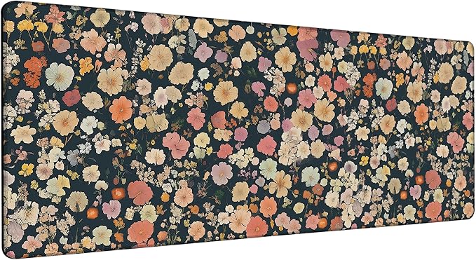 Large Gaming Mouse Pad Colorful Floral Desk Mat,Non-Slip Rubber Base Stitched Edges,Extended Mousepad for PC,Laptop,Office,Home Decor(31.5 x 11.8 Inch)