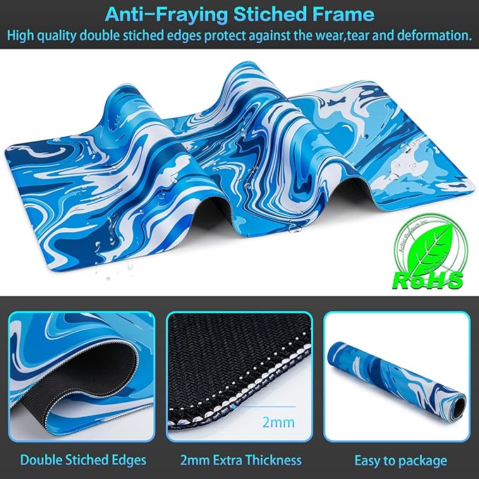 Canjoy Gaming Mouse Pad, Fluid Pattern Mouse Pad 31.5x11.8inch Large Extended Computer Mouse Mat Keyboard Full Desk Mousepad for Gaming, Office, Home