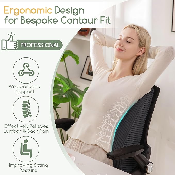 Ergonomic Lumbar Support Pillow for Lower Back Pain Relief, Corduroy Cover Back Support Cushion with Adjustable Straps, Large Size Lumbar Pillow for Office, Gaming & Home Essentials, Large, Dark Grey