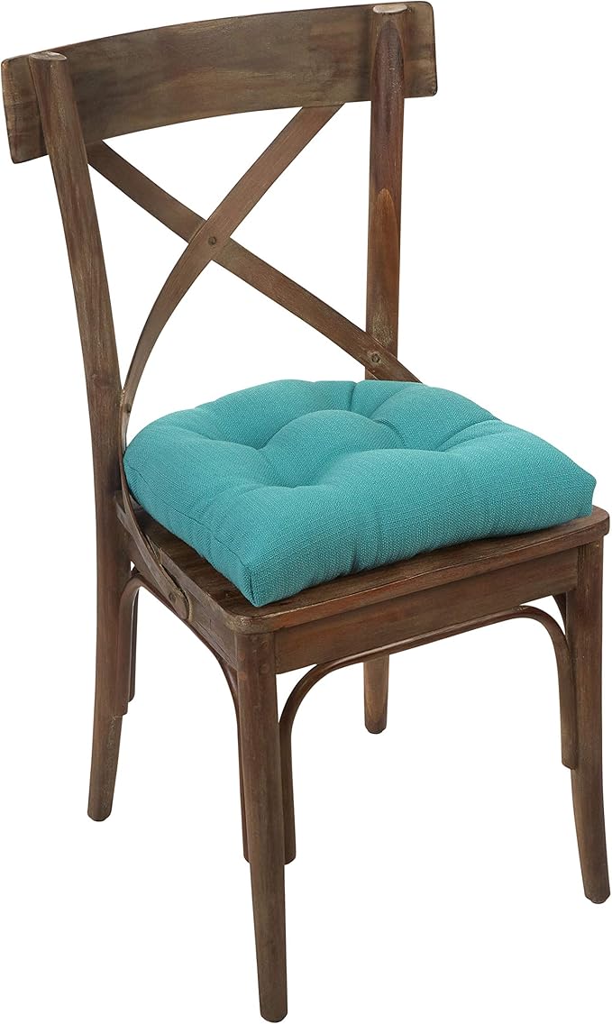 Klear Vu Gripper Overstuffed Universal Non-Slip Dining Chair Cushions for Kitchen Decor or Office Use, U-Shaped Skid-Proof Seat Pad, 15x15 Inches, 4 Count (Pack of 1), Solid Teal Blue