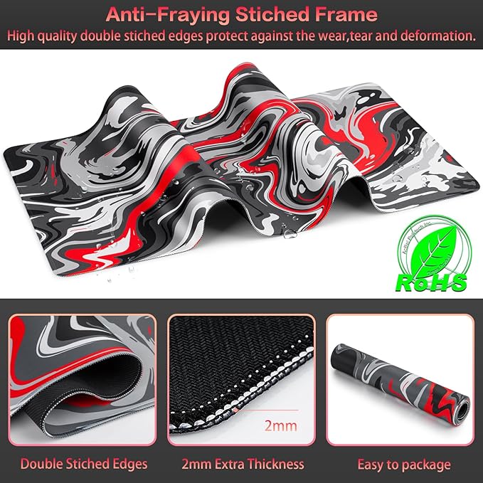 Canjoy Gaming Mouse Pad, Fluid Pattern Mouse Pad 35.4x15.7inch Large Extended Computer Mouse Mat Keyboard Full Desk Mousepad for Gaming, Office, Home