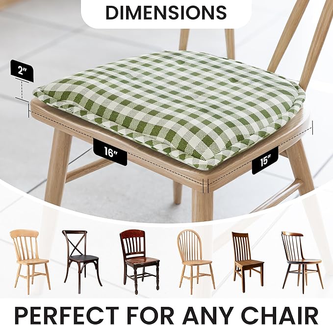 Non-Slip Chair Cushions, Assembled in USA, U-Shaped Skid-Proof Seat Pads for Dining Room, Kitchen, Office, 15"x16"